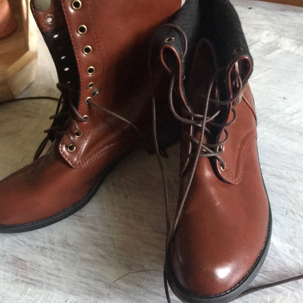 Chocolate brown lace up boots